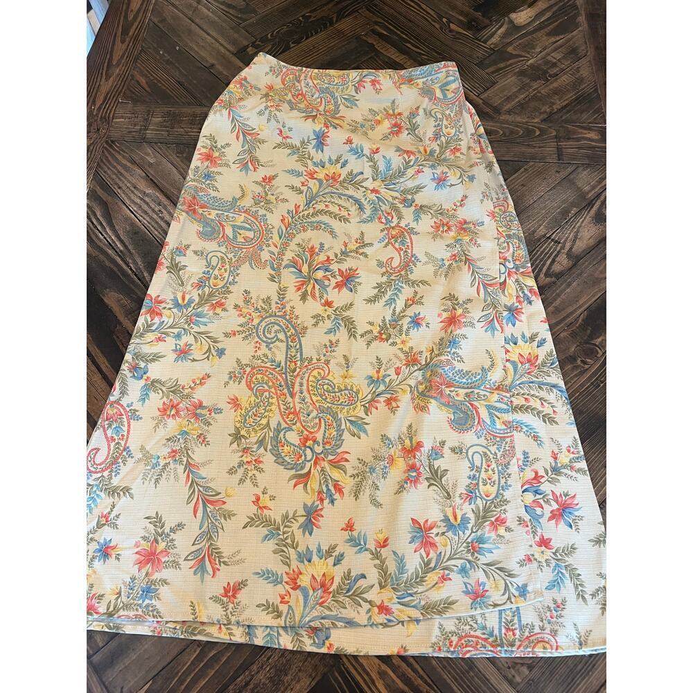 Talbots Floral Wrap Skirt Women 6 Fairy Beach Resort Colorful Summer Wedding VTG